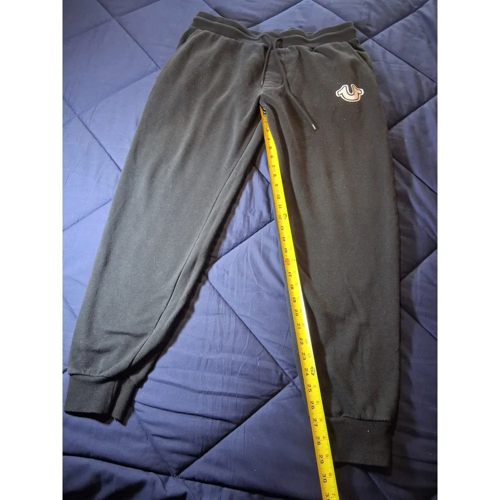 True Religion Mens Horseshoe Logo Jogger Sweatpants Black Size Large